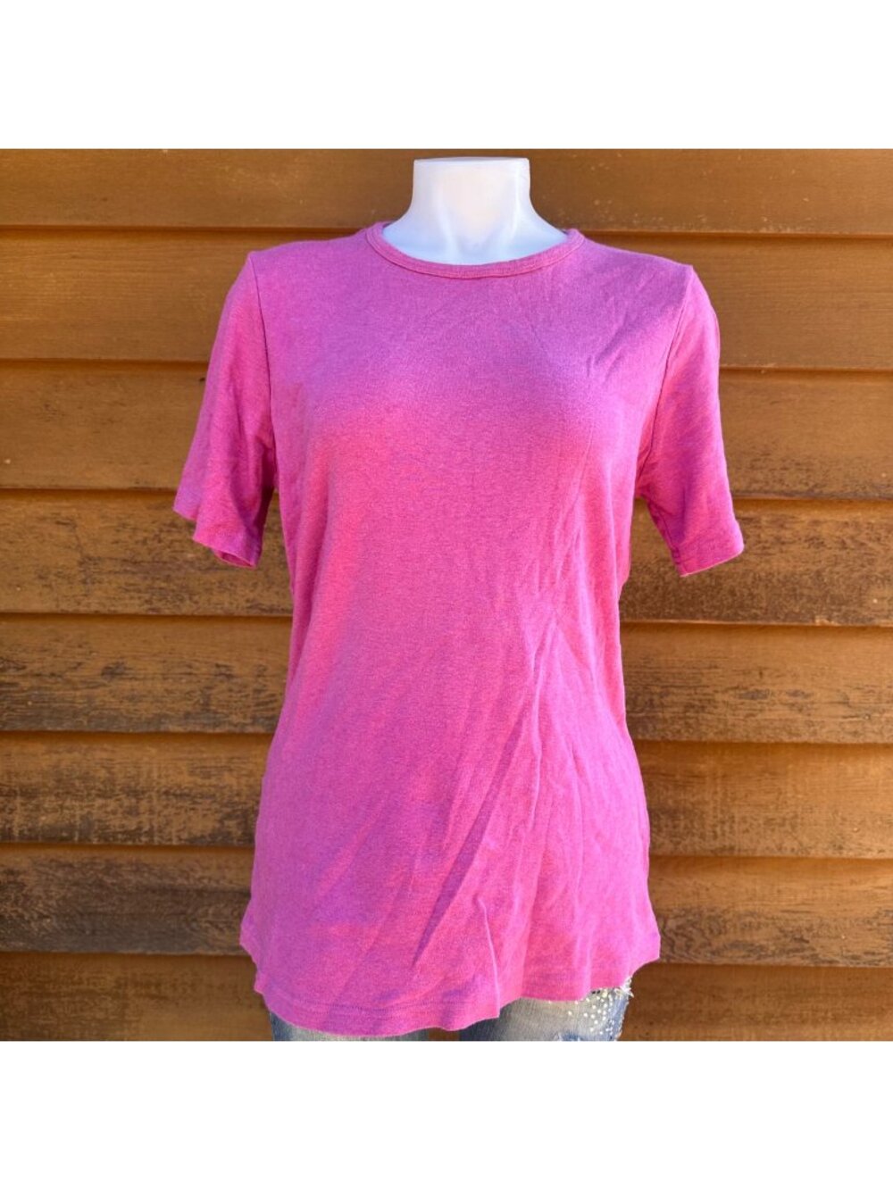 Duluth Trading Co Womens Pink Heathered Short Sleeve Tee Medium 100% Cotton